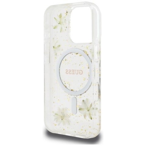 Guess Nakładka HC MagSafe Resin Flowers and Glitter do iPhone 16 Pro Max Beżowa Guess Nakładka HC MagSafe Resin Flowers and Glitter do iPhone 16 Pro Max Beżowa