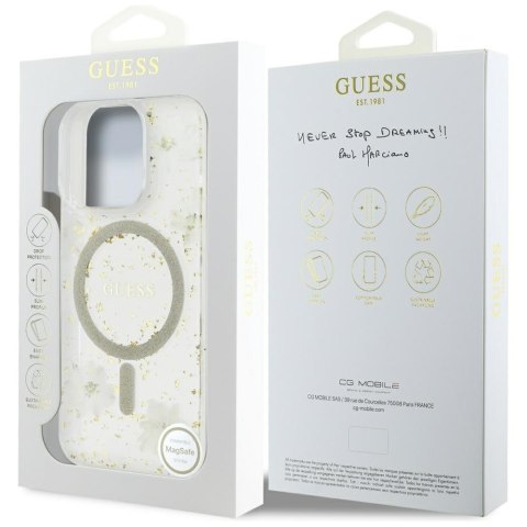 Guess Nakładka HC MagSafe Resin Flowers and Glitter do iPhone 16 Pro Max Beżowa Guess Nakładka HC MagSafe Resin Flowers and Glitter do iPhone 16 Pro Max Beżowa