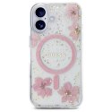 Guess Nakładka HC MagSafe Resin Flowers and Glitter do iPhone 16 Różowa Guess Nakładka HC MagSafe Resin Flowers and Glitter do iPhone 16 Różowa