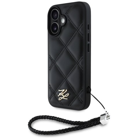 Karl Lagerfeld Nakładka HC Quilted PU Initial Logo & Chain Strap do iPhone 16 Czarna Karl Lagerfeld Nakładka HC Quilted PU Initial Logo & Chain Strap do iPhone 16 Czarna