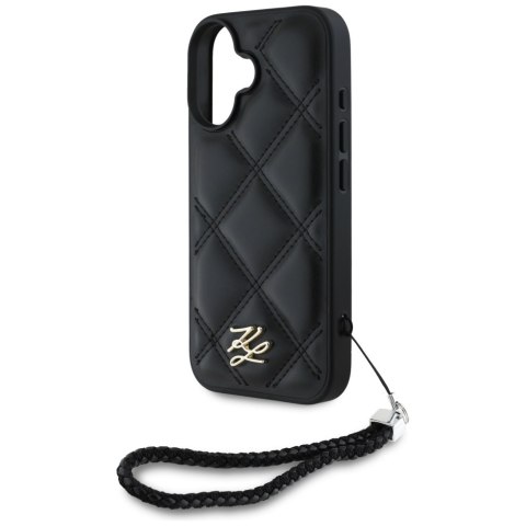 Karl Lagerfeld Nakładka HC Quilted PU Initial Logo & Chain Strap do iPhone 16 Czarna Karl Lagerfeld Nakładka HC Quilted PU Initial Logo & Chain Strap do iPhone 16 Czarna