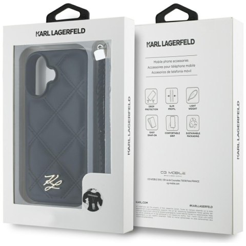 Karl Lagerfeld Nakładka HC Quilted PU Initial Logo & Chain Strap do iPhone 16 Czarna Karl Lagerfeld Nakładka HC Quilted PU Initial Logo & Chain Strap do iPhone 16 Czarna