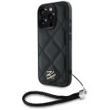 Karl Lagerfeld Nakładka HC Quilted PU Initial Logo & Chain Strap do iPhone 16 Pro Czarna Karl Lagerfeld Nakładka HC Quilted PU Initial Logo & Chain Strap do iPhone 16 Pro Czarna