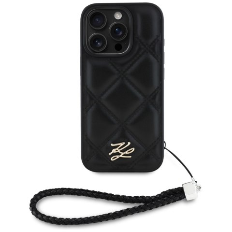 Karl Lagerfeld Nakładka HC Quilted PU Initial Logo & Chain Strap do iPhone 16 Pro Czarna Karl Lagerfeld Nakładka HC Quilted PU Initial Logo & Chain Strap do iPhone 16 Pro Czarna