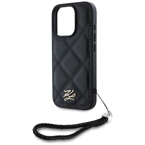 Karl Lagerfeld Nakładka HC Quilted PU Initial Logo & Chain Strap do iPhone 16 Pro Czarna Karl Lagerfeld Nakładka HC Quilted PU Initial Logo & Chain Strap do iPhone 16 Pro Czarna