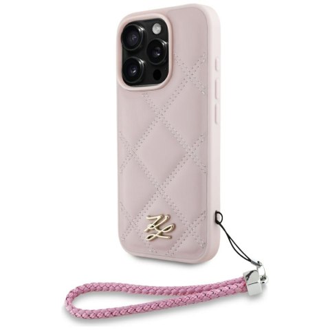Karl Lagerfeld Nakładka HC Quilted PU Initial Logo & Chain Strap do iPhone 16 Pro Max Różowa Karl Lagerfeld Nakładka HC Quilted PU Initial Logo & Chain Strap do iPhone 16 Pro Max Różowa