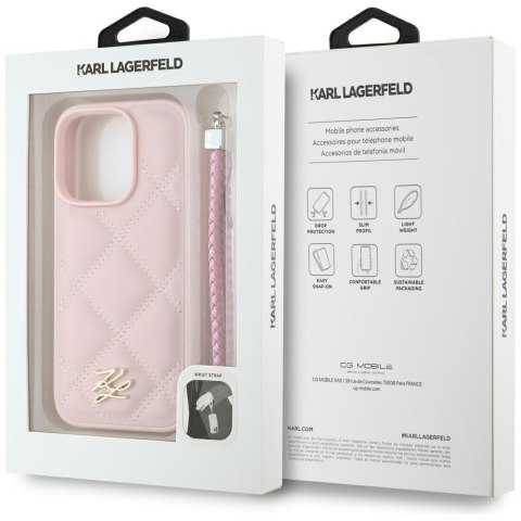 Karl Lagerfeld Nakładka HC Quilted PU Initial Logo & Chain Strap do iPhone 16 Pro Max Różowa Karl Lagerfeld Nakładka HC Quilted PU Initial Logo & Chain Strap do iPhone 16 Pro Max Różowa