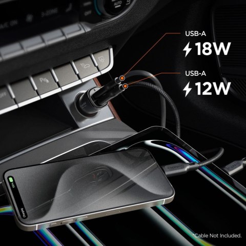 Spigen Ładowarka samochodowa Essential EV302 2-Port 30W Czarna Spigen Ładowarka samochodowa Essential EV302 2-Port 30W Czarna