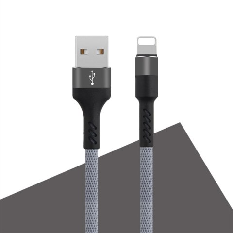 Maxlife kabel MXUC-01 USB - Lightning 1,0 m 2A szary nylonowy Maxlife kabel MXUC-01 USB - Lightning 1,0 m 2A szary nylonowy
