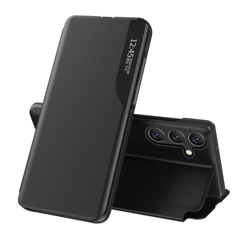 Etui Eco Leather View Case elegancki futerał z klapką i podstawką na Samsung Galaxy S25 Edge - czarne Etui Eco Leather View Case elegancki futerał z klapką i podstawką na Samsung Galaxy S25 Edge - czarne
