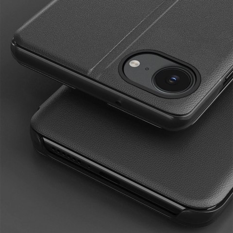 Etui Eco Leather View Case elegancki futerał z klapką i podstawką na iPhone 16e - czarne Etui Eco Leather View Case elegancki futerał z klapką i podstawką na iPhone 16e - czarne