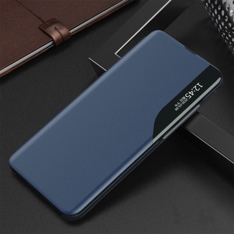 Etui Eco Leather View Case elegancki futerał z klapką i podstawką na iPhone 16e - niebieskie Etui Eco Leather View Case elegancki futerał z klapką i podstawką na iPhone 16e - niebieskie