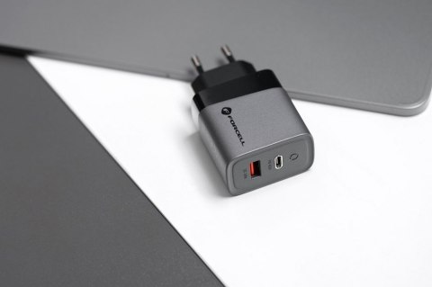 Ładowarka sieciowa do telefonu Forcell F-Energy GaN USB C + USB A QC4.0 PD 4A 45W VT-39 szara Ładowarka sieciowa do telefonu Forcell F-Energy GaN USB C + USB A QC4.0 PD 4A 45W VT-39 szara