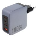 Ładowarka sieciowa do telefonu Forcell F-Energy GaN 3 x USB C + USB A QC4.0 PD 5A 100W VT-46 szara Ładowarka sieciowa do telefonu Forcell F-Energy GaN 3 x USB C + USB A QC4.0 PD 5A 100W VT-46 szara