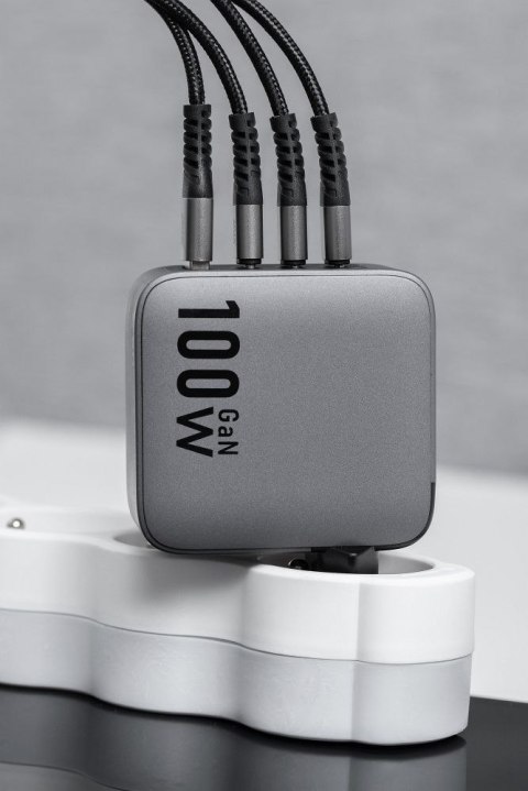 Ładowarka sieciowa do telefonu Forcell F-Energy GaN 3 x USB C + USB A QC4.0 PD 5A 100W VT-46 szara Ładowarka sieciowa do telefonu Forcell F-Energy GaN 3 x USB C + USB A QC4.0 PD 5A 100W VT-46 szara