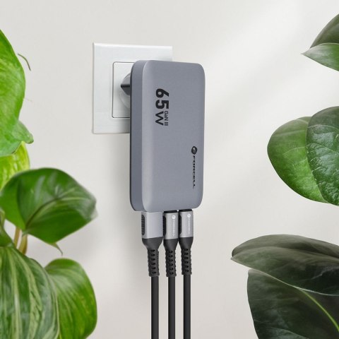Ładowarka sieciowa do telefonu Forcell F-Energy Ultra slim GaN III 2 x USB C + USB A QC4.0 PD 4A 65W VT-47 szara #1 Ładowarka sieciowa do telefonu Forcell F-Energy Ultra slim GaN III 2 x USB C + USB A QC4.0 PD 4A 65W VT-47 szara #1