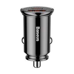 Baseus ładowarka samochodowa PD Circular Plastic 1x USB-C 1x USB 30W czarna