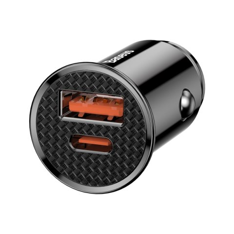Baseus ładowarka samochodowa PD Circular Plastic 1x USB-C 1x USB 30W czarna Baseus ładowarka samochodowa PD Circular Plastic 1x USB-C 1x USB 30W czarna