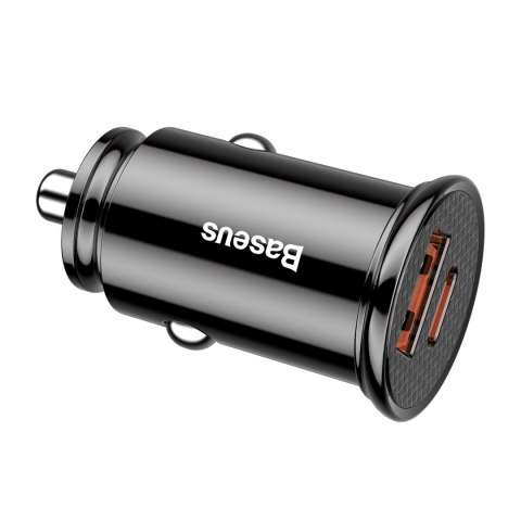 Baseus ładowarka samochodowa PD Circular Plastic 1x USB-C 1x USB 30W czarna Baseus ładowarka samochodowa PD Circular Plastic 1x USB-C 1x USB 30W czarna