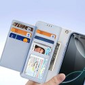 Etui skórzane Dux Ducis Lawa na iPhone 16 Pro Max z odłączanym portfelem magnetycznym - błękitne