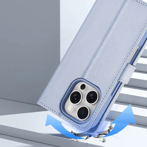 Etui skórzane Dux Ducis Lawa na iPhone 16 Pro Max z odłączanym portfelem magnetycznym - błękitne Etui skórzane Dux Ducis Lawa na iPhone 16 Pro Max z odłączanym portfelem magnetycznym - błękitne