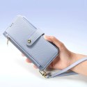 Etui skórzane Dux Ducis Lawa na iPhone 16 Pro Max z odłączanym portfelem magnetycznym - błękitne