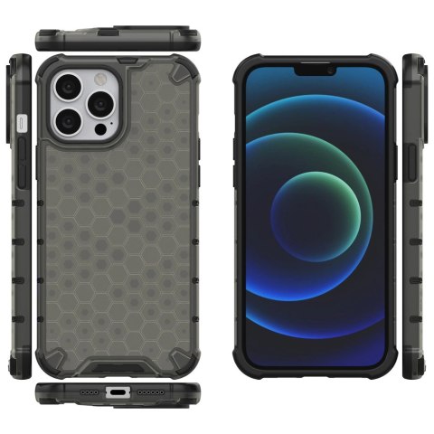 Honeycomb etui pancerny pokrowiec z żelową ramką iPhone 13 Pro Max czarny Honeycomb etui pancerny pokrowiec z żelową ramką iPhone 13 Pro Max czarny