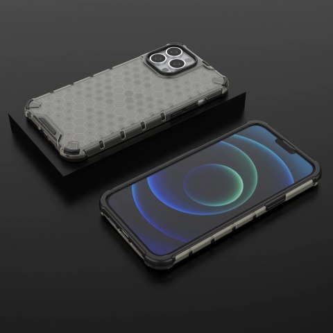 Honeycomb etui pancerny pokrowiec z żelową ramką iPhone 13 Pro Max czarny Honeycomb etui pancerny pokrowiec z żelową ramką iPhone 13 Pro Max czarny
