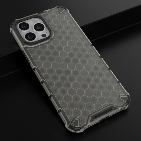 Honeycomb etui pancerny pokrowiec z żelową ramką iPhone 13 Pro Max czarny Honeycomb etui pancerny pokrowiec z żelową ramką iPhone 13 Pro Max czarny