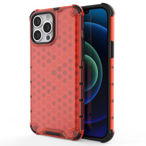 Honeycomb etui pancerny pokrowiec z żelową ramką iPhone 13 Pro Max czerwony Honeycomb etui pancerny pokrowiec z żelową ramką iPhone 13 Pro Max czerwony