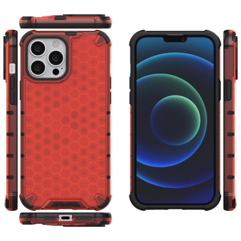Honeycomb etui pancerny pokrowiec z żelową ramką iPhone 13 Pro Max czerwony Honeycomb etui pancerny pokrowiec z żelową ramką iPhone 13 Pro Max czerwony