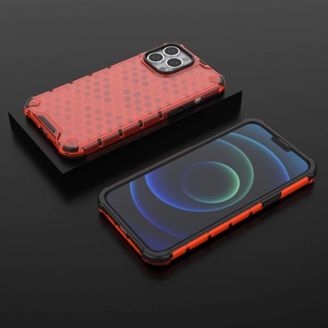 Honeycomb etui pancerny pokrowiec z żelową ramką iPhone 13 Pro Max czerwony Honeycomb etui pancerny pokrowiec z żelową ramką iPhone 13 Pro Max czerwony