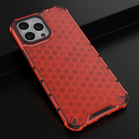 Honeycomb etui pancerny pokrowiec z żelową ramką iPhone 13 Pro Max czerwony Honeycomb etui pancerny pokrowiec z żelową ramką iPhone 13 Pro Max czerwony