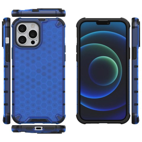 Honeycomb etui pancerny pokrowiec z żelową ramką iPhone 13 Pro Max niebieski Honeycomb etui pancerny pokrowiec z żelową ramką iPhone 13 Pro Max niebieski