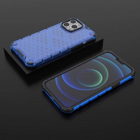 Honeycomb etui pancerny pokrowiec z żelową ramką iPhone 13 Pro Max niebieski Honeycomb etui pancerny pokrowiec z żelową ramką iPhone 13 Pro Max niebieski
