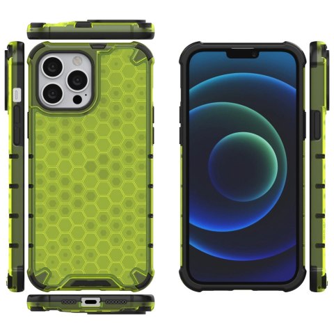 Honeycomb etui pancerny pokrowiec z żelową ramką iPhone 13 Pro Max zielony Honeycomb etui pancerny pokrowiec z żelową ramką iPhone 13 Pro Max zielony