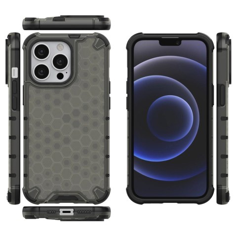 Honeycomb etui pancerny pokrowiec z żelową ramką iPhone 13 Pro czarny Honeycomb etui pancerny pokrowiec z żelową ramką iPhone 13 Pro czarny