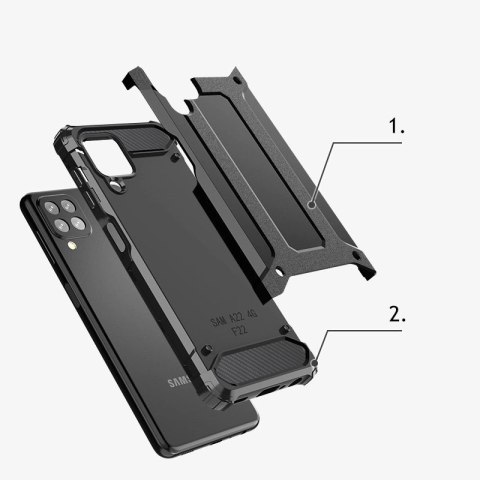 Hybrid Armor pancerne hybrydowe etui pokrowiec Samsung Galaxy A22 4G srebrny Hybrid Armor pancerne hybrydowe etui pokrowiec Samsung Galaxy A22 4G srebrny