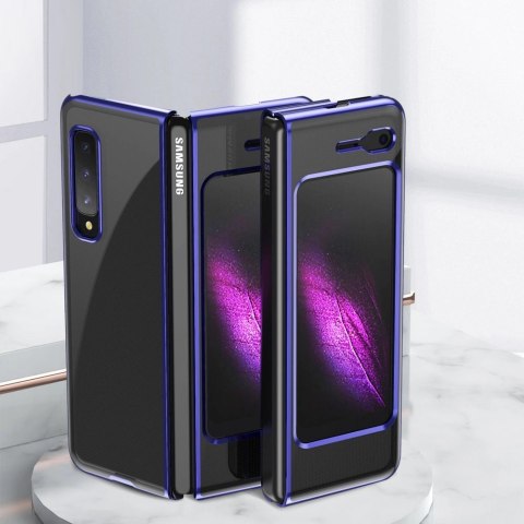 Plating Case hard case pokrowiec etui z metaliczną ramką Samsung Galaxy Fold niebieski Plating Case hard case pokrowiec etui z metaliczną ramką Samsung Galaxy Fold niebieski