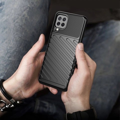Thunder Case elastyczne pancerne etui pokrowiec Samsung Galaxy A22 4G czarny Thunder Case elastyczne pancerne etui pokrowiec Samsung Galaxy A22 4G czarny