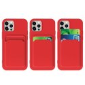 Card Case silikonowe etui portfel z kieszonką na kartę dokumenty do iPhone 13 mini pomarańczowy