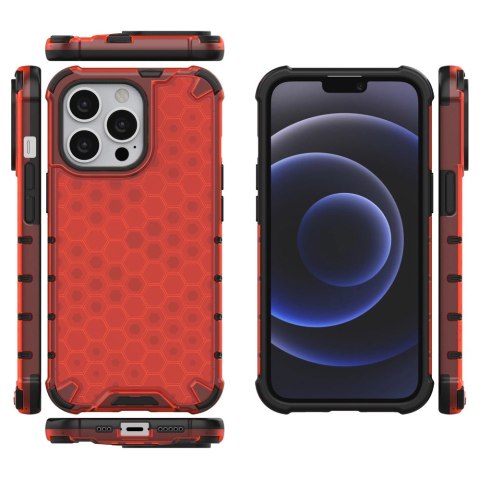 Honeycomb etui pancerny pokrowiec z żelową ramką iPhone 13 Pro czerwony Honeycomb etui pancerny pokrowiec z żelową ramką iPhone 13 Pro czerwony