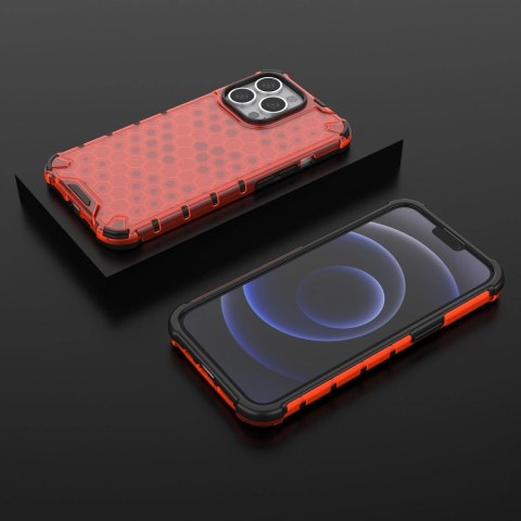 Honeycomb etui pancerny pokrowiec z żelową ramką iPhone 13 Pro czerwony Honeycomb etui pancerny pokrowiec z żelową ramką iPhone 13 Pro czerwony