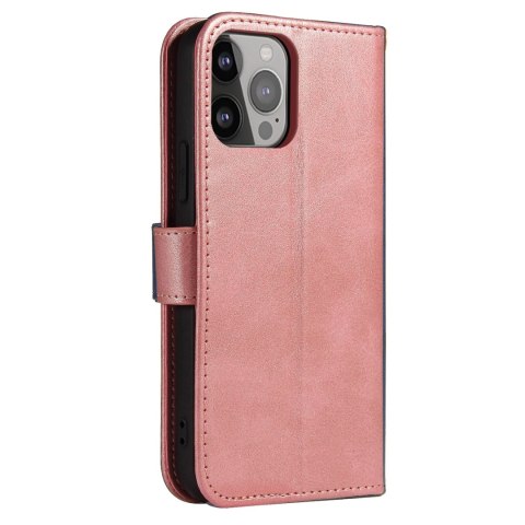 Magnet Case elegancki futerał etui pokrowiec z klapką i funkcją podstawki iPhone 13 Pro Max różowy Magnet Case elegancki futerał etui pokrowiec z klapką i funkcją podstawki iPhone 13 Pro Max różowy