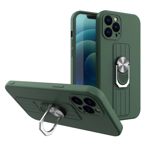 Ring Case silikonowe etui z uchwytem na palec i podstawką do Samsung Galaxy A22 4G ciemnozielony Ring Case silikonowe etui z uchwytem na palec i podstawką do Samsung Galaxy A22 4G ciemnozielony