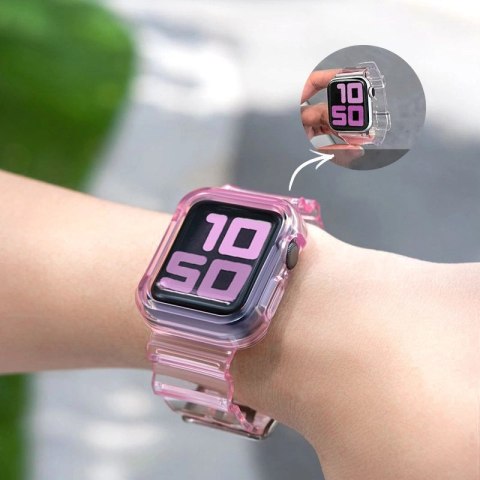 Strap Light Set silikonowa opaska pasek bransoleta bransoletka etui do zegarka Watch 6 44mm / Watch 5 44mm / Watch 4 44mm / Watc Strap Light Set silikonowa opaska pasek bransoleta bransoletka etui do zegarka Watch 6 44mm / Watch 5 44mm / Watch 4 44mm / Watc