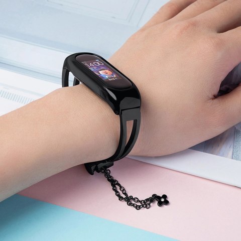Zamienna metalowa opaska bransoleta łańcuszek pasek do Xiaomi Mi Band 6 / 5 / 4 / 3 czarny Zamienna metalowa opaska bransoleta łańcuszek pasek do Xiaomi Mi Band 6 / 5 / 4 / 3 czarny