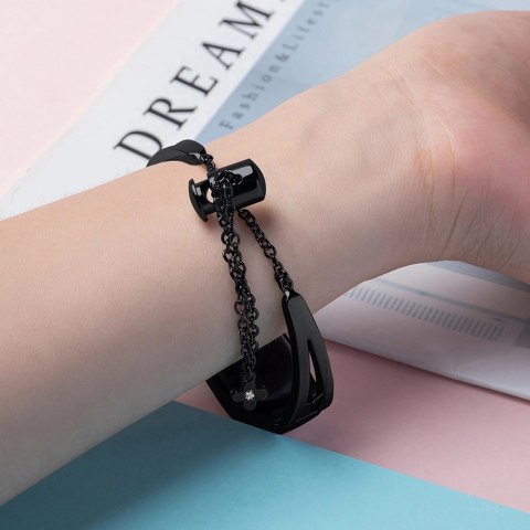 Zamienna metalowa opaska bransoleta łańcuszek pasek do Xiaomi Mi Band 6 / 5 / 4 / 3 czarny Zamienna metalowa opaska bransoleta łańcuszek pasek do Xiaomi Mi Band 6 / 5 / 4 / 3 czarny