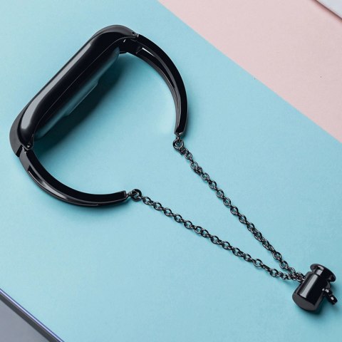 Zamienna metalowa opaska bransoleta łańcuszek pasek do Xiaomi Mi Band 6 / 5 / 4 / 3 czarny Zamienna metalowa opaska bransoleta łańcuszek pasek do Xiaomi Mi Band 6 / 5 / 4 / 3 czarny