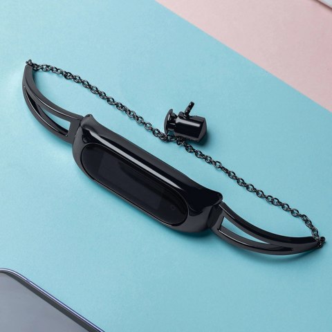 Zamienna metalowa opaska bransoleta łańcuszek pasek do Xiaomi Mi Band 6 / 5 / 4 / 3 czarny Zamienna metalowa opaska bransoleta łańcuszek pasek do Xiaomi Mi Band 6 / 5 / 4 / 3 czarny